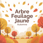 arbre feuillage jaune automne illustration jardin lumiere doree