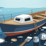 bateau peinture coque fraîchement peint outils illustration