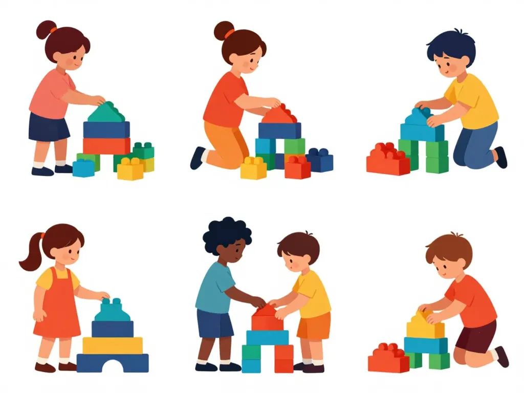 enfants et blocs de construction adaptés à l’âge