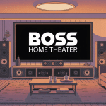 boss home theater système installé dans un salon moderne