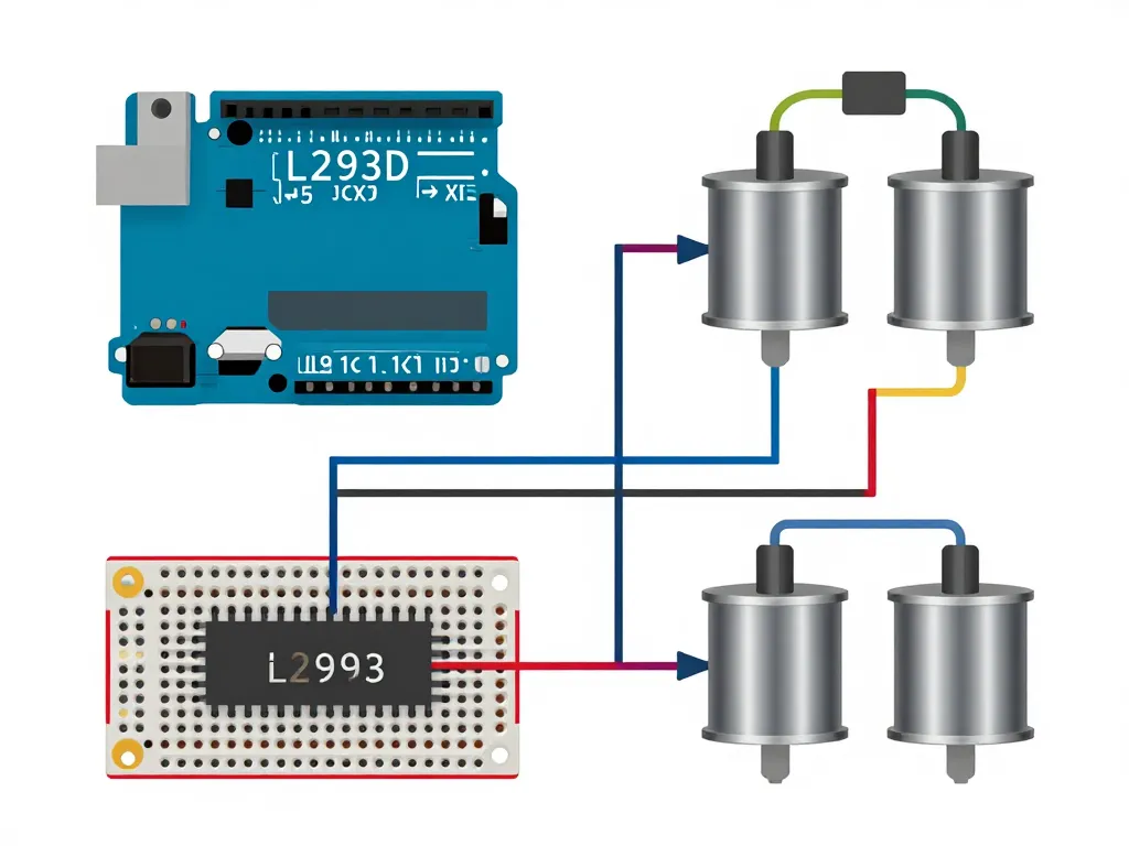 schéma câblage l293d arduino deux moteurs