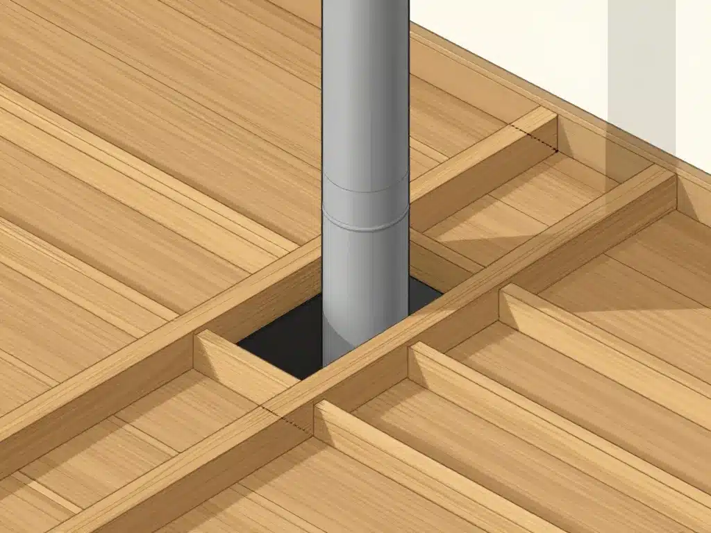 rôle chevetre cheminée dans plancher bois