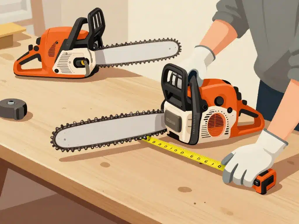 comment mesurer un guide de tronçonneuse étapes avec ruban et sécurité