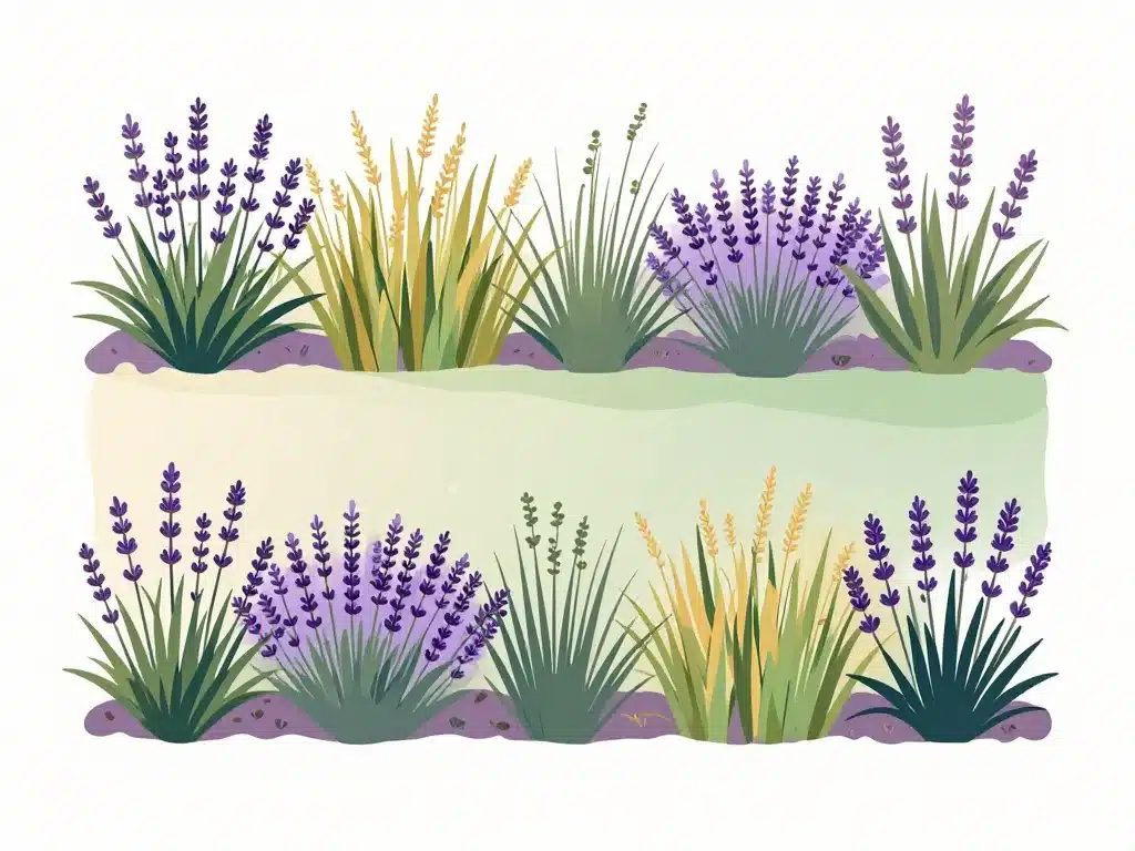 schéma conception bordure lavande et graminées