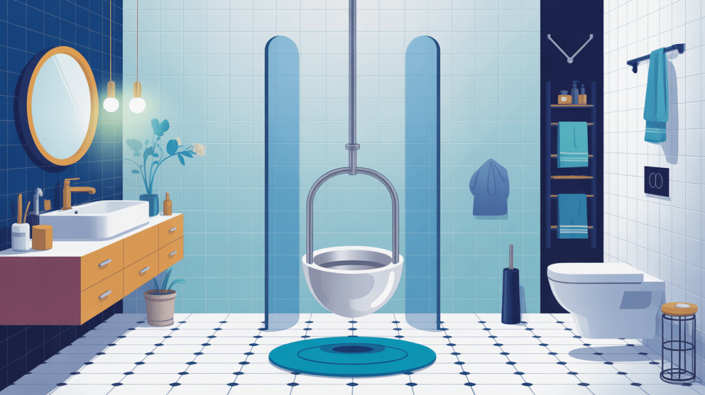 Illustration cuvette suspendu wc salle de bain contemporaine