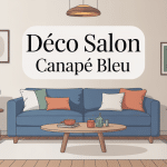 deco salon canape bleu élégant et chaleureux
