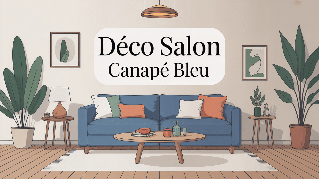 deco salon canape bleu élégant et chaleureux