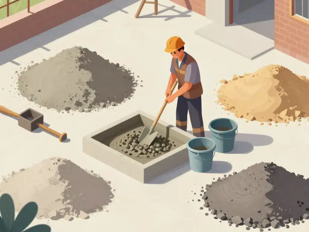 mesure dosage beton pelle seau illustration