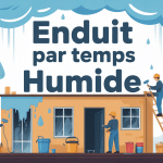 Chantier enduit par temps humide illustration ouvriers protections