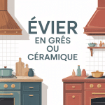 illustration évier en grès ou céramique côte à côte
