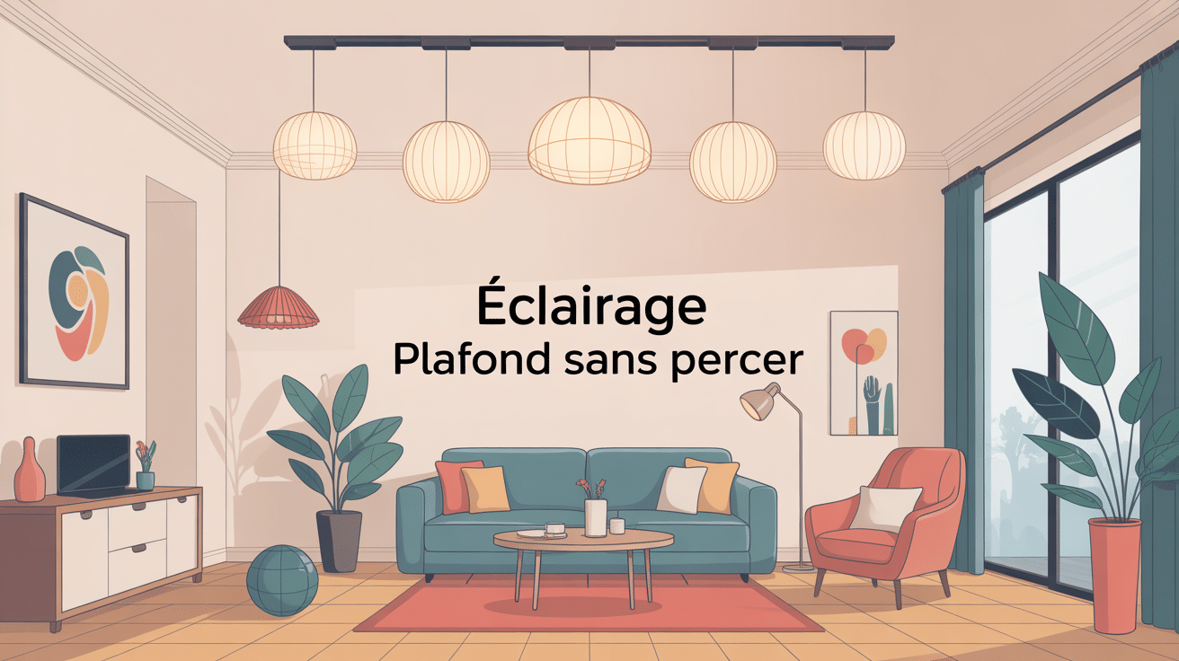 illustration fixer luminaire plafond sans percer