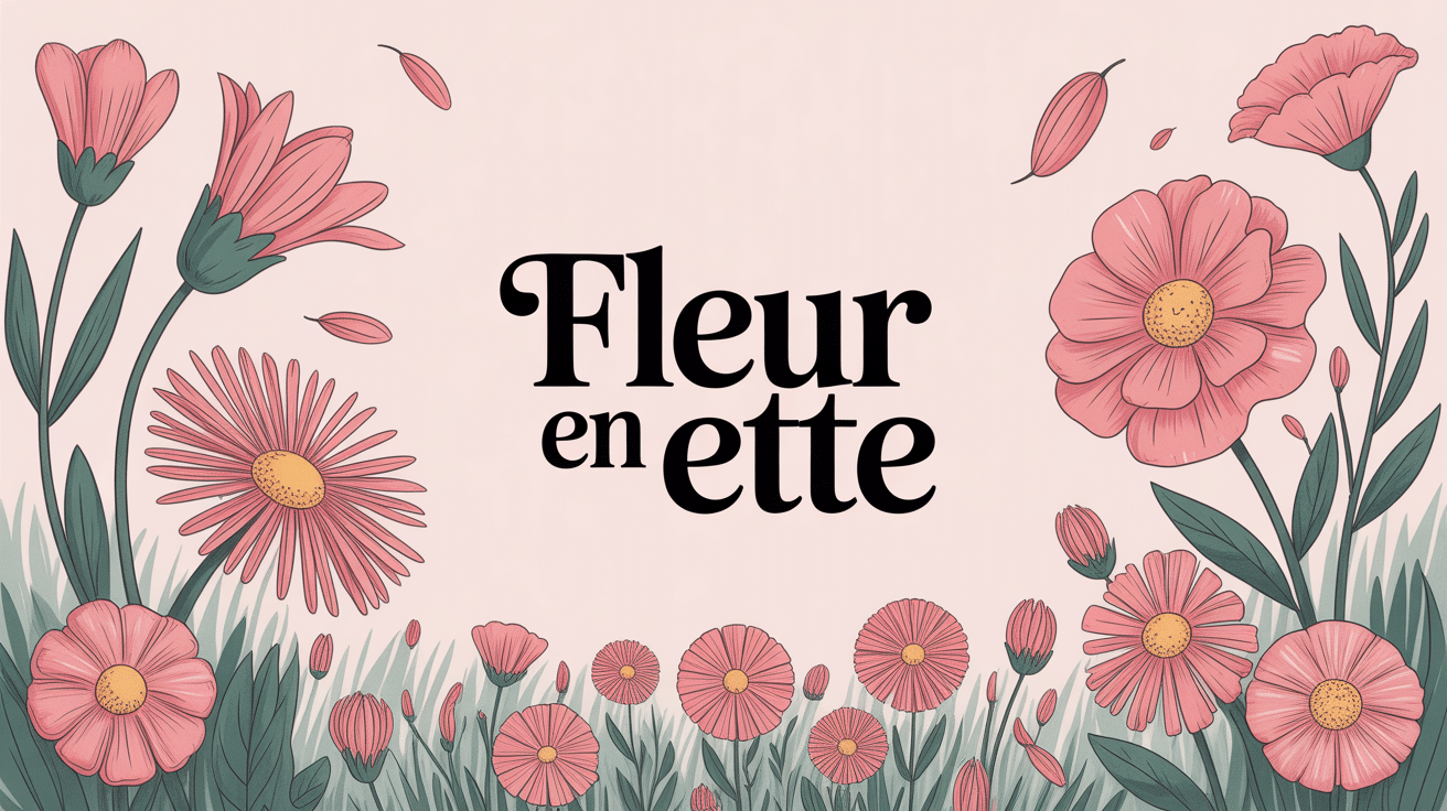illustration poétique de fleur en ette, ambiance champêtre pastel
