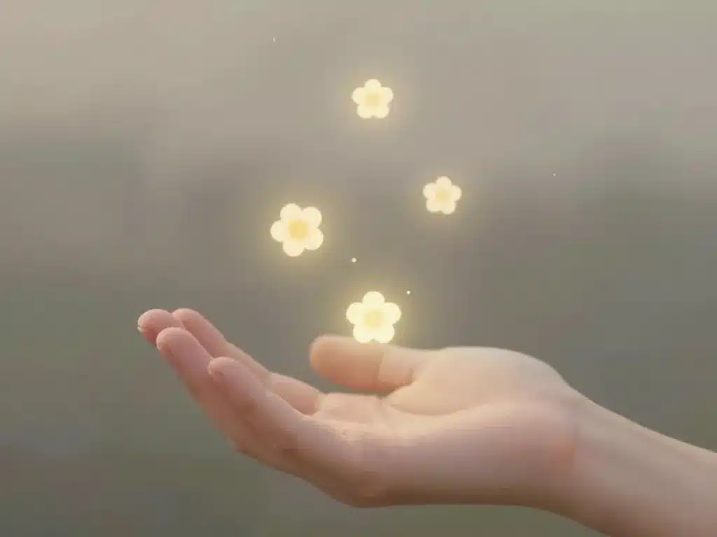 métaphore poétique fleurs en ette émises par une main