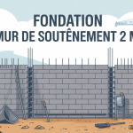 fondation mur soutenement 2m vue chantier coupe béton armé