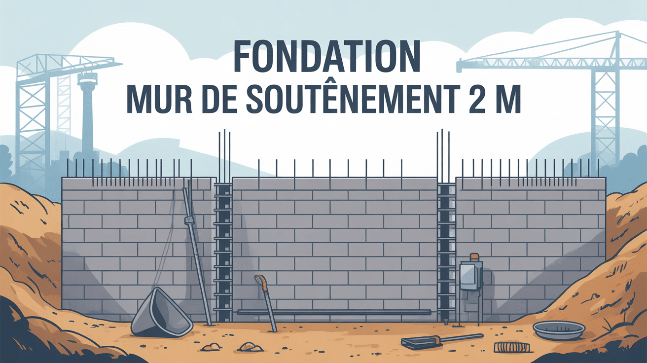 fondation mur soutenement 2m vue chantier coupe béton armé