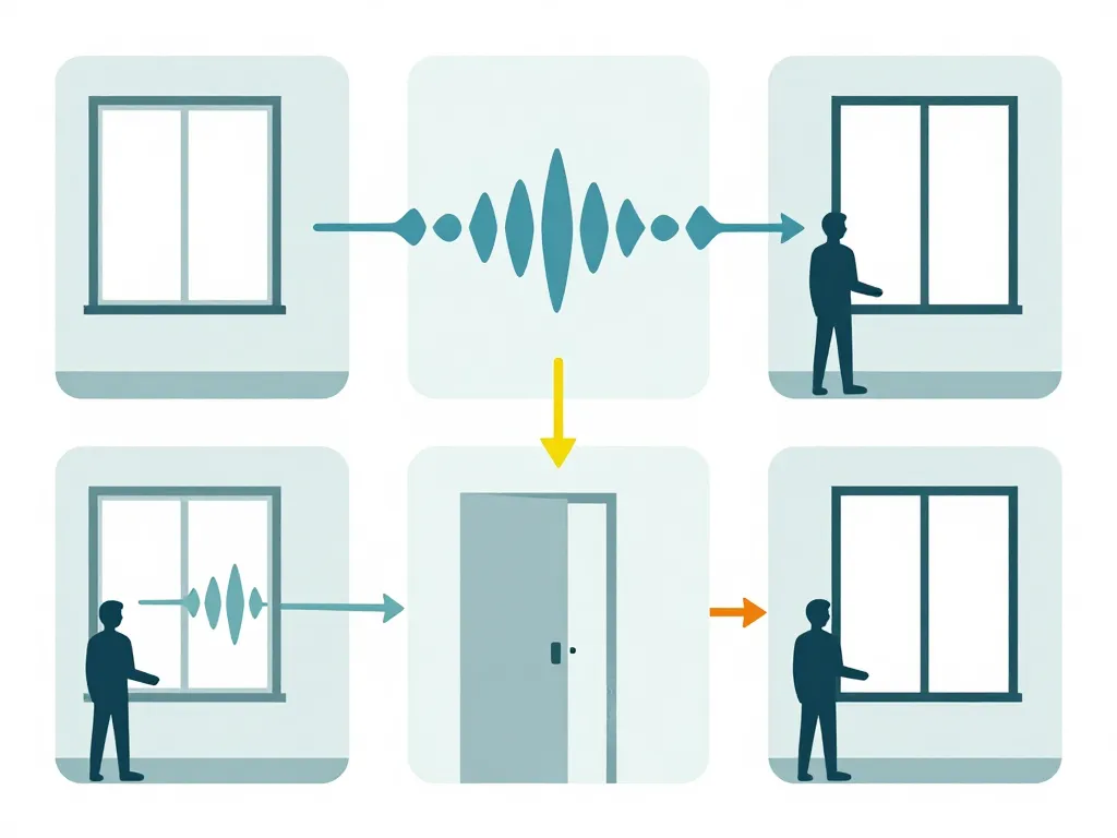 Schéma propagation bruit et points faibles pour l'insonorisation