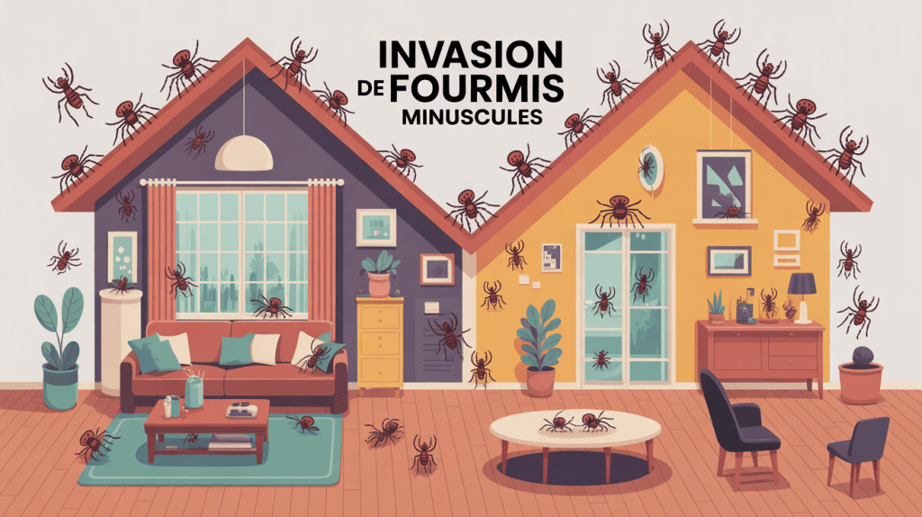 illustration invasion fourmis minuscules maison