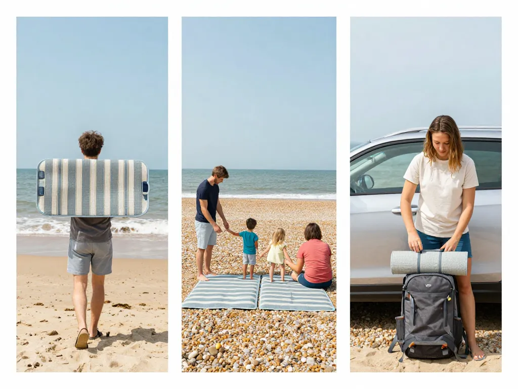 matelas de plage pour galets transport double individuel