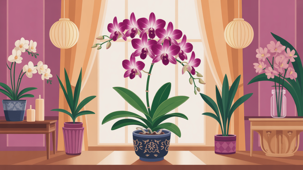 noble dendrobium en pot décoratif lumineux