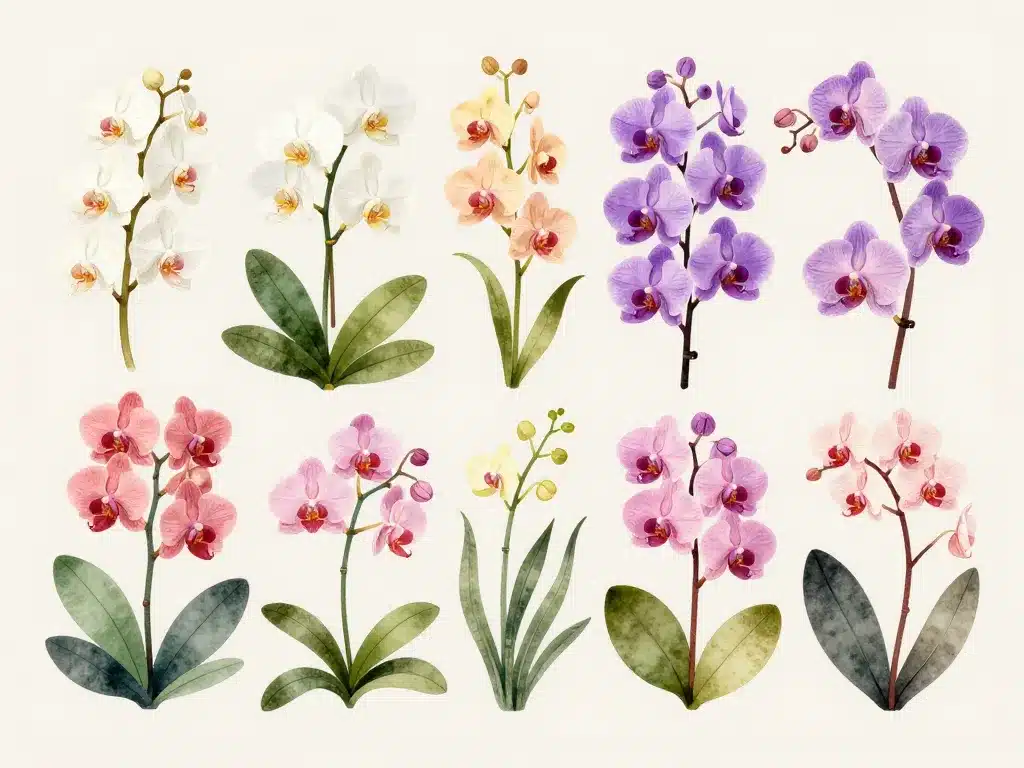 différentes variétés noble dendrobium orchidée