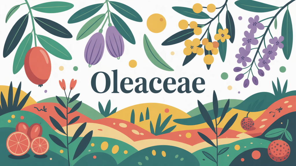 illustration stylisée famille oleaceae diversité biodiversité