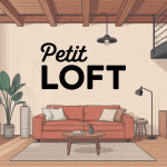 Illustration petit loft chaleureux et lumineux style industriel