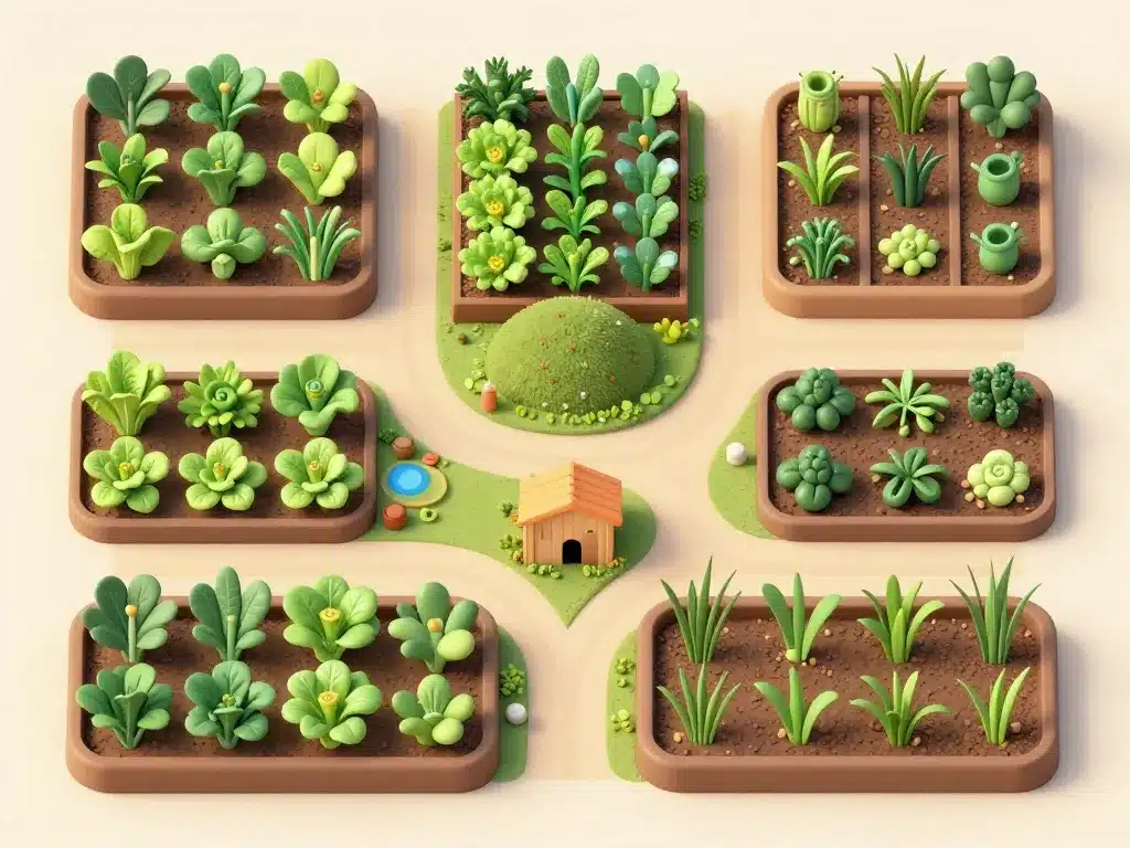 schéma organisation plan de potager permaculture allées et parcelles