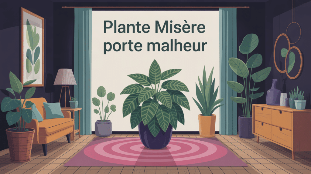 Illustration plante misère porte malheur en intérieur moderne