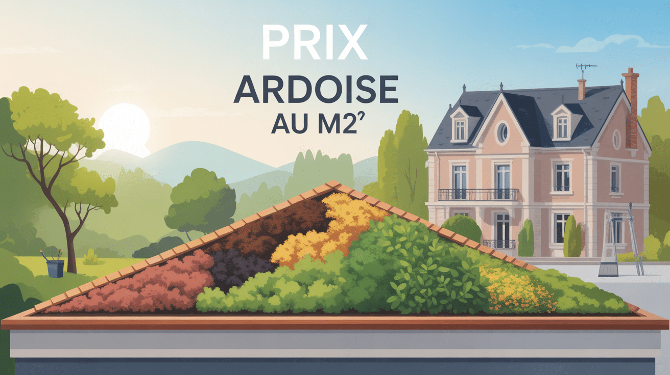 prix des ardoises au m2 : toiture avec ardoises et outils de couvreur