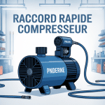 atelier avec compresseur air et raccord rapide compresseur