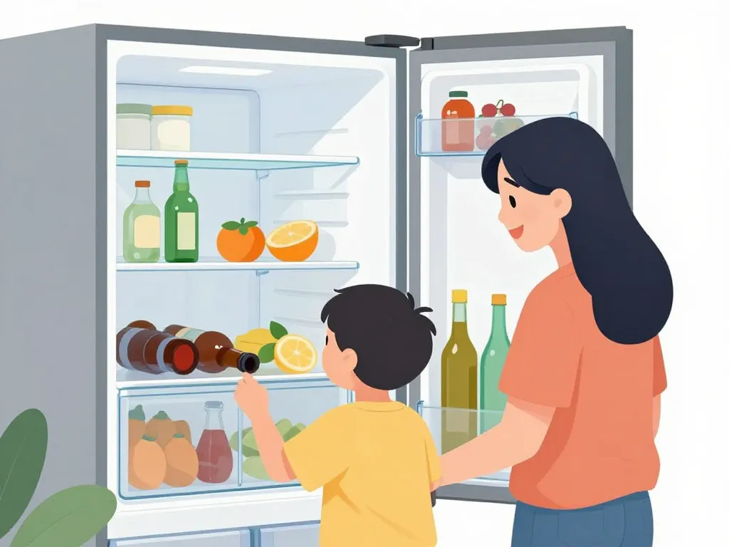 Range bouteille frigo usage quotidien dans un frigo familial