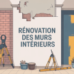 Illustration stylisée de rénovation des murs intérieurs