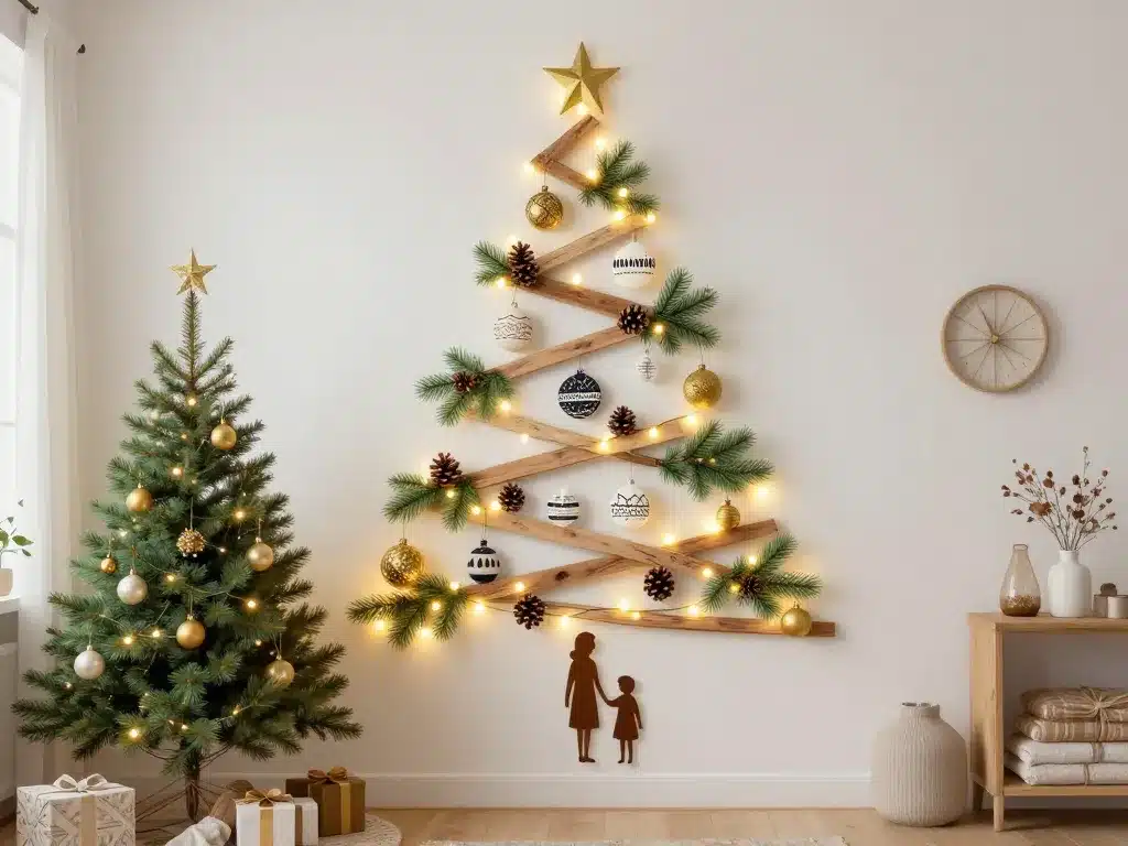 idées décoration sapin mural chaleureux personnalisé