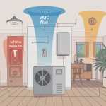 Schéma VMC double flux global dans une maison individuelle