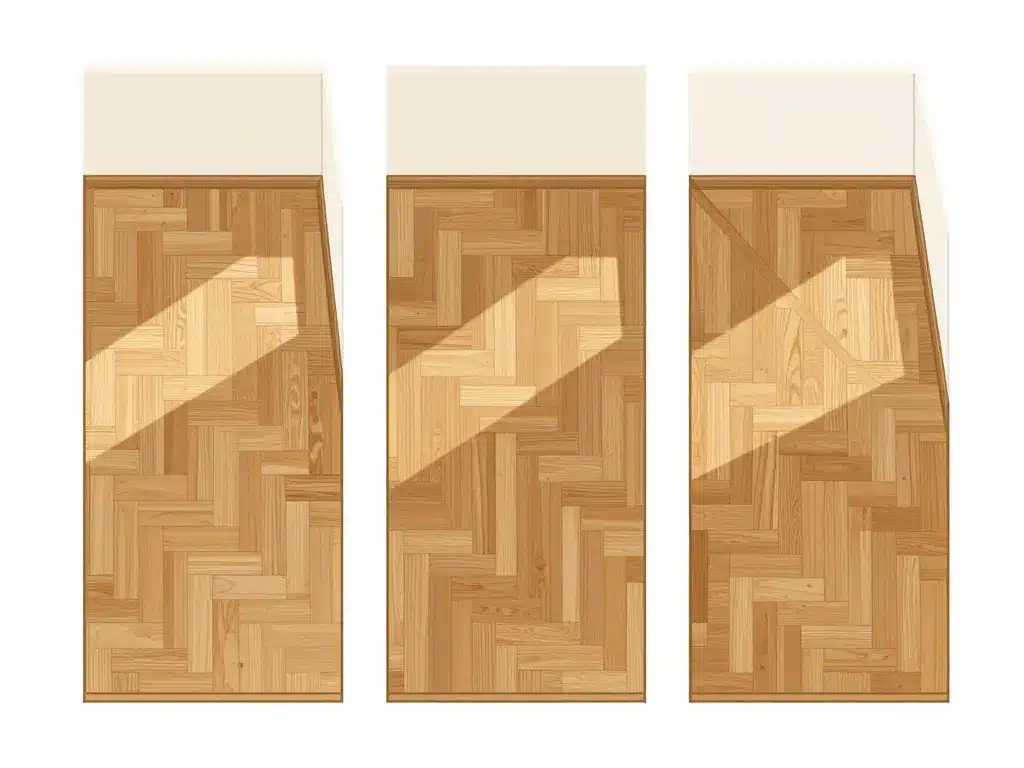 Sens pour poser le parquet en longitudinal, perpendiculaire et diagonal