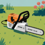 stihl fs 50 dans un jardin verdoyant