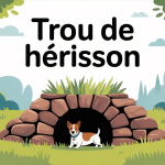 illustration trou de hérisson dans le jardin ambiance naturelle