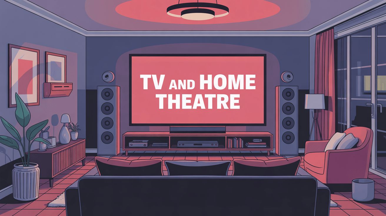 Salon moderne avec tv and home theatre immersive