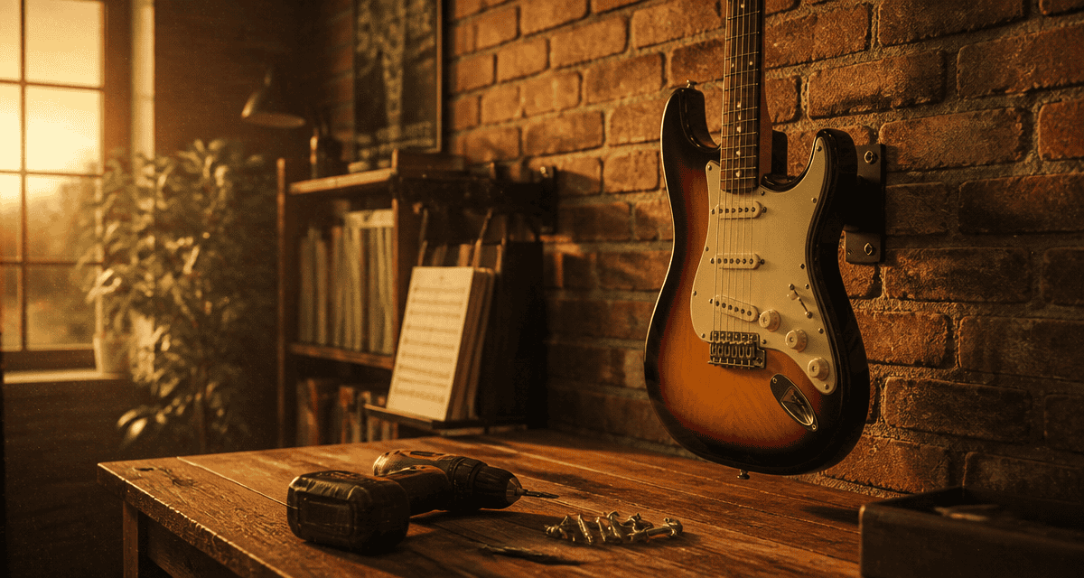 accrocher une guitare au mur sur support mural