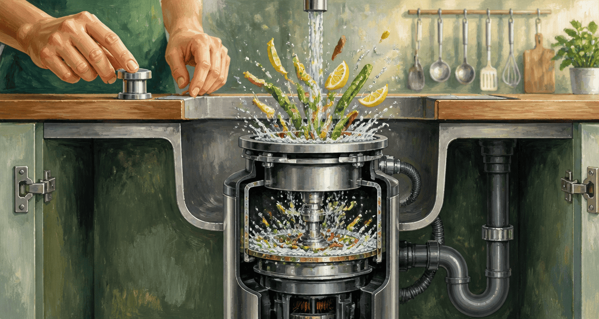 broyeur pour evier cuisine moderne en fonctionnement