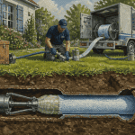 chemisage canalisations en jardin résidentiel