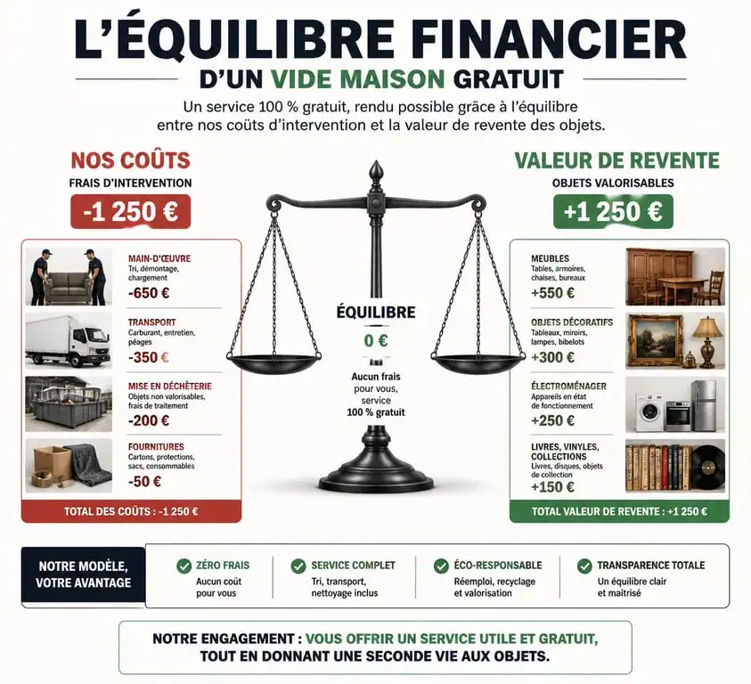 Schéma explicatif du fonctionnement d'un vide maison gratuit et équilibre financier