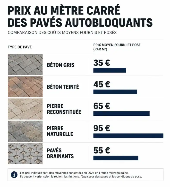 Comparatif des prix au mètre carré des différents types de pavés autobloquants pour votre aménagement extérieur