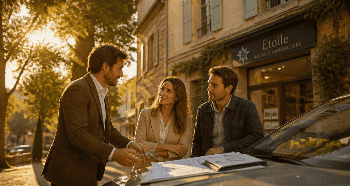 etoile agence immobiliere agent devant maison