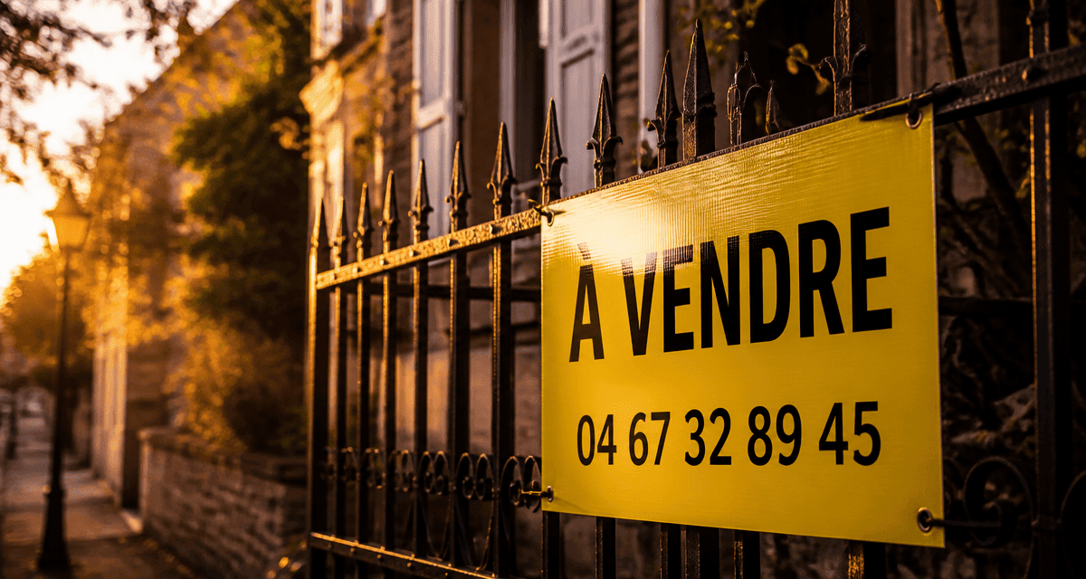 Panneaux agence immobilière Akilux sur grille devant maison
