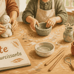 Mains modelant pâte autodurcissante sur table