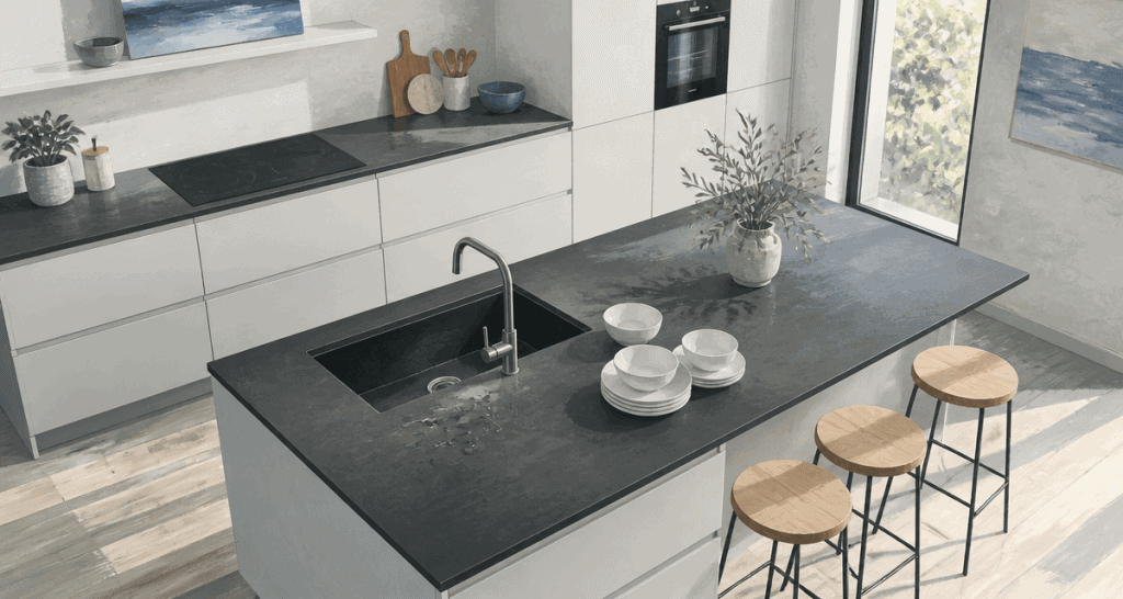 plan de travail compact avis cuisine îlot 12 mm gris anthracite