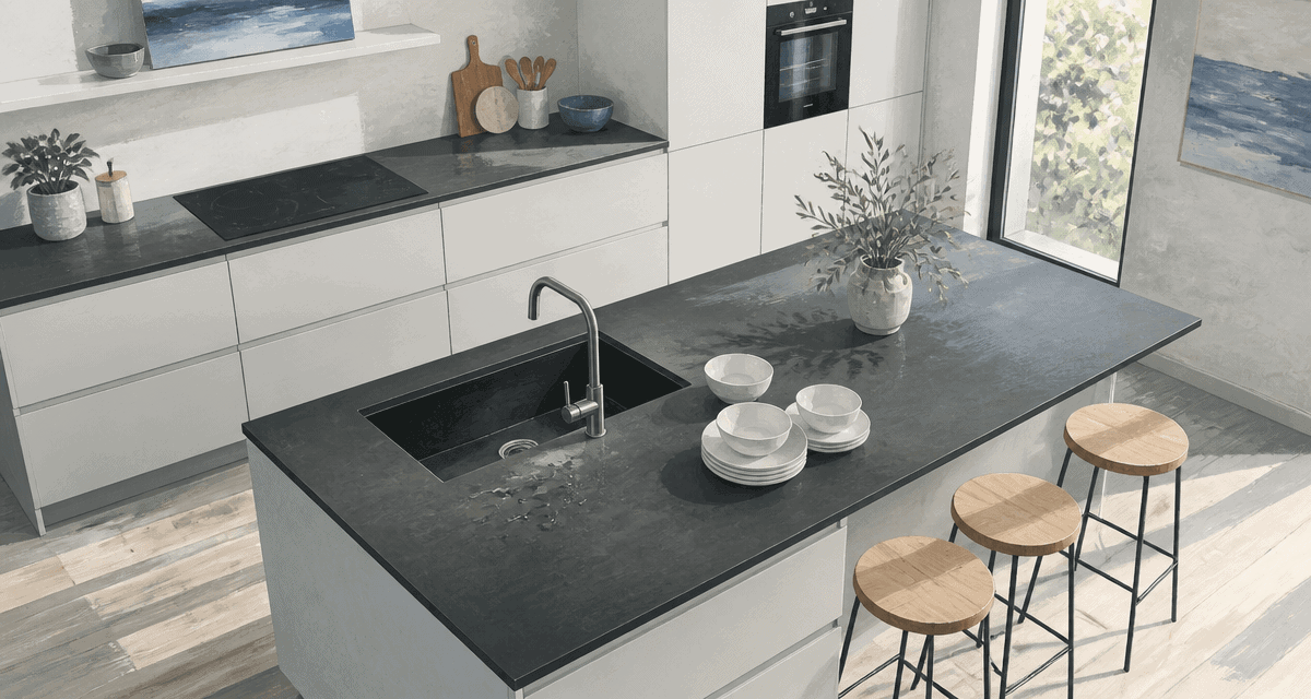 plan de travail compact avis cuisine îlot 12 mm gris anthracite