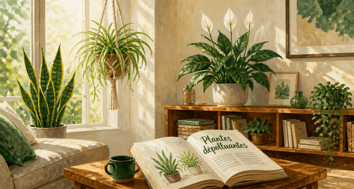 plantes d'interieur depolluante en salon lumineux