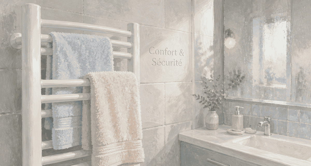 Quel radiateur pour salle de bain blanc avec serviettes pastel